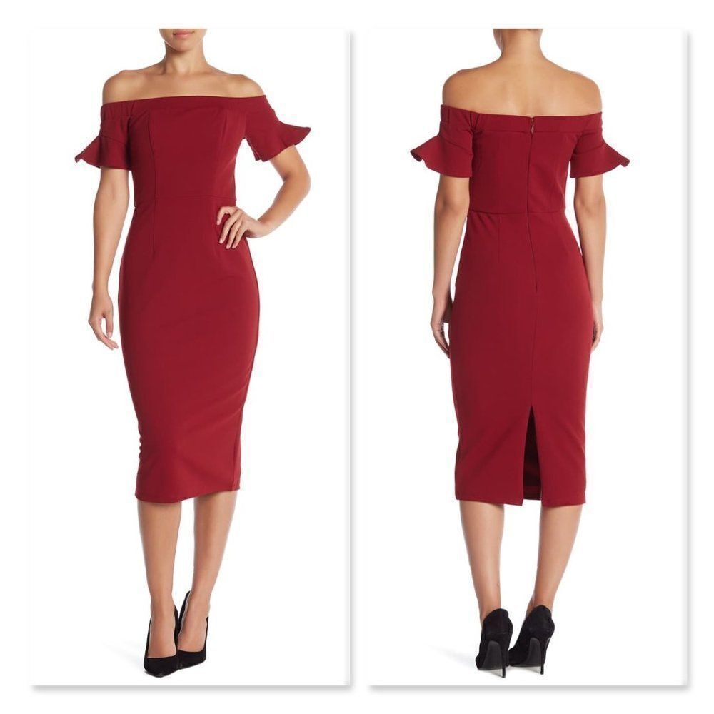 Lumiere Grace Off-the-Shoulder Midi Dress sz XL